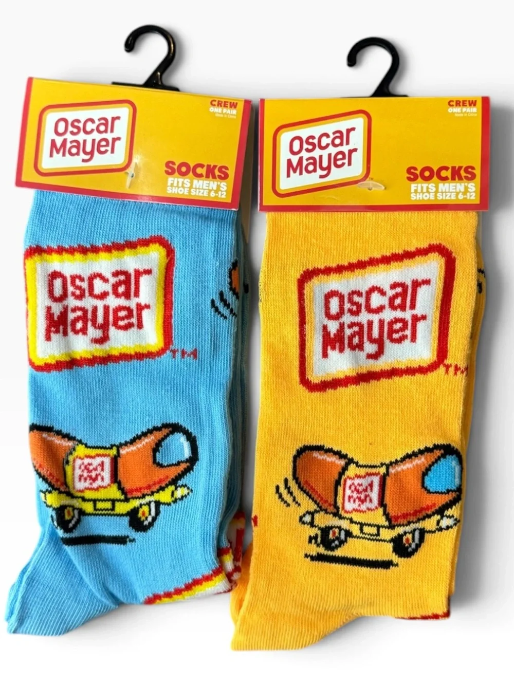 Odd Sox Oscar Mayer Wienermobile Crew Socks 2-Pair Lot Grill Gift Men’s 6-12 NWT